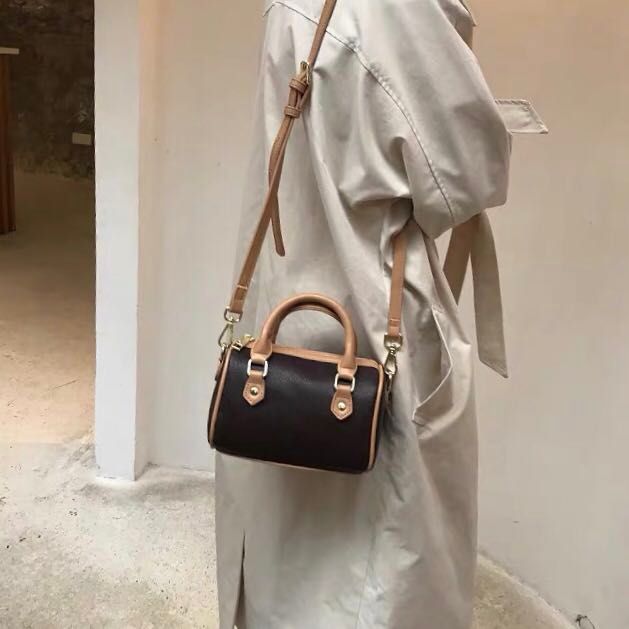 Wholesale new mini boston bags Canvas genuine leather lady messenger bag phone purse fashion satchel nano pillow shoulder bag handbag - 5 of 7