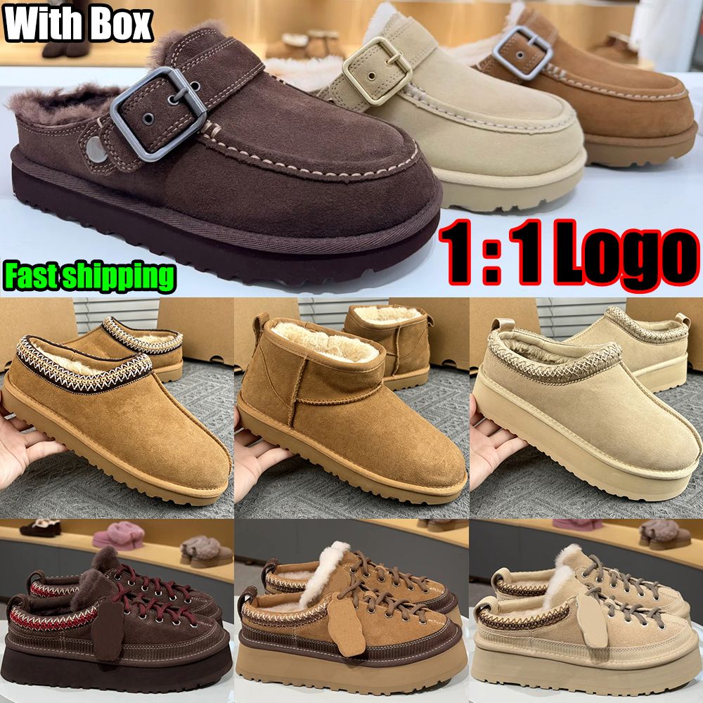 Designer Shoe Goldenstar Evelina Clog Slippers Women Men Tasman Slides Bailey Bow Tazz Boots Suede Furry Lined Buckle Strap Fall Driftwood Chestnut Sand Winter Shoe - 2 of 9