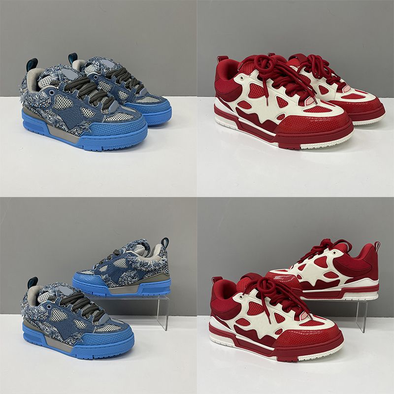 Top Quality Designer Men Women Low Top Skate Classic Sneakers Patchwork Leather Mesh Rhinestone Platform Casual Walking Lace Up Fashion Trainer Shoes EU36-47 - 2 of 8