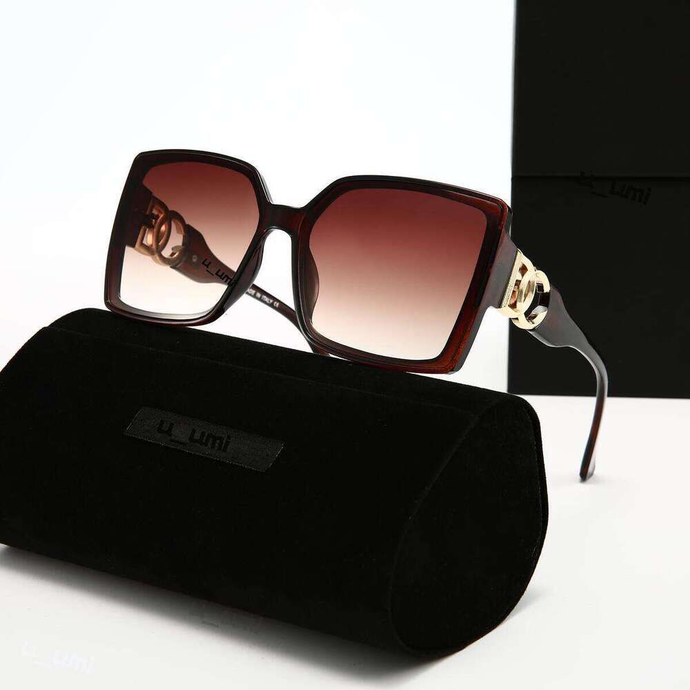 Luxury Designer Sunglasses Oversized Square Acetate Frame Gradient Lens Gold Tone Interlocking High Grade UV400 Protection Fashion DNA dg Eyewear For Women - 2 of 9