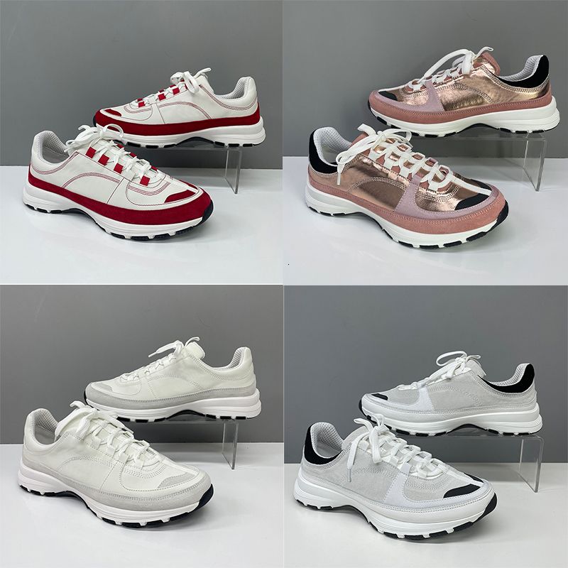 Designer Men Women Luxury Quilted Couple Sneakers Premium Leather Suede Casual Shoes Non-slip Sole Outdoor Sport Walking Trainers White Daily Shoes Top Quality 594 - 6 of 9