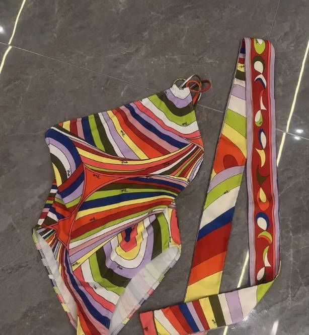 Women's Retro Geometric Abstract Print Swimwear Beach Vacation Bathing Suit Stretchy Quick-Dry Swimsuit - 7 of 9