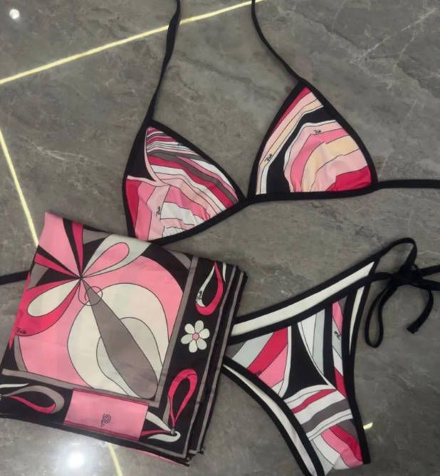 Women's Retro Geometric Abstract Print Swimwear Beach Vacation Bathing Suit Stretchy Quick-Dry Swimsuit - 3 of 9