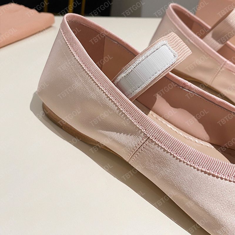 Fashion Girls Pink Satin Ballet Flats Ballerinas Luxury Bow Silk Mary Janes Leather Mules Round-toe Dress Shoes 1062 - 5 of 8