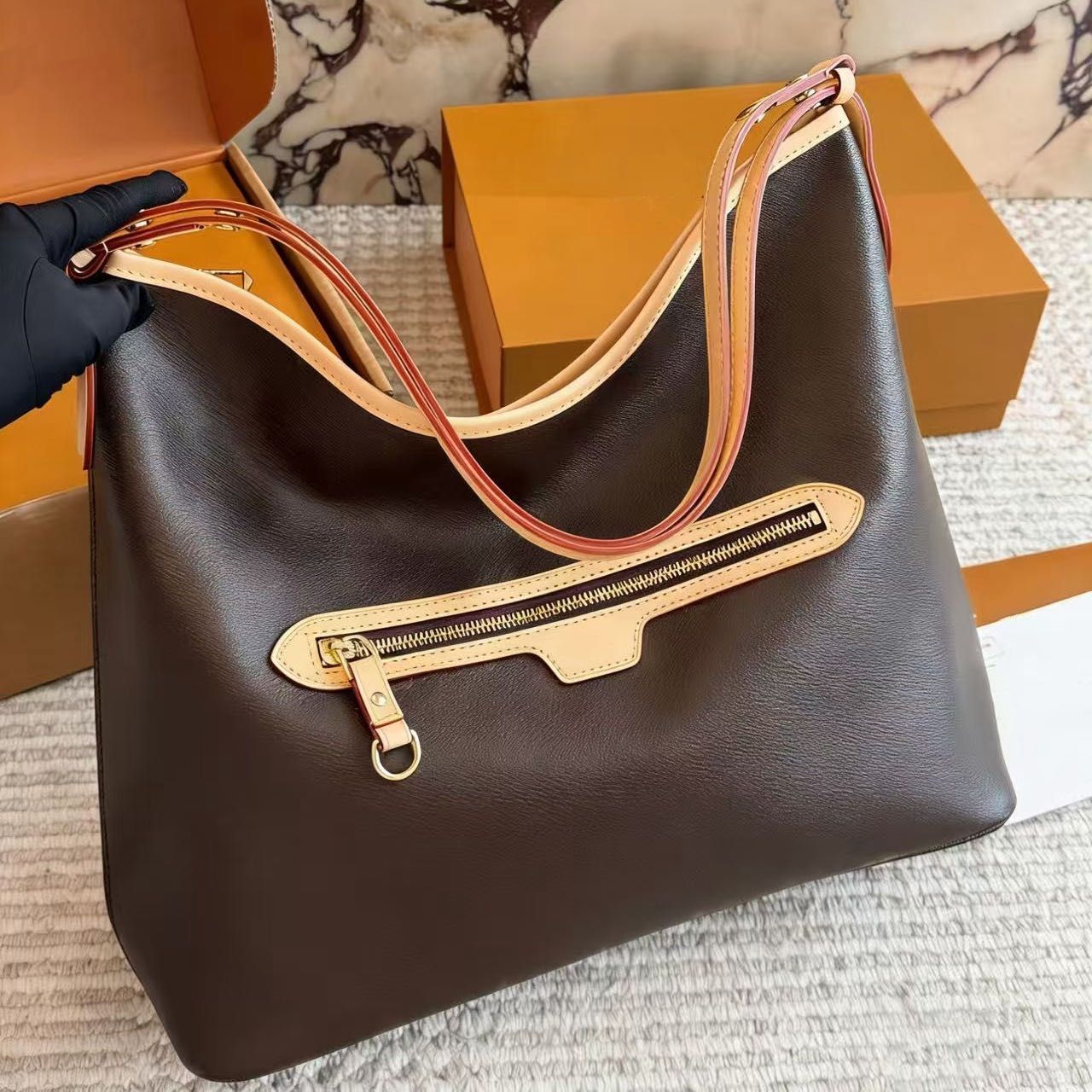 Luxury Genuine Leather Shoulder Bag Women Vintage Boston Crossbody Handbags Rich Texture Large Capacity Commuting Tote Fashion Purse Travel Bag Womens Purse PRPU - 2 of 8