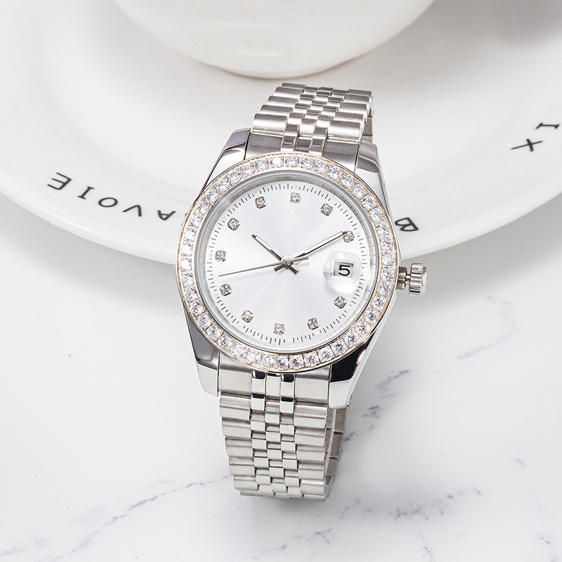 mens diamond lady watches automatic mechanical movement wristwatches full stainless steel watch luminous sapphire glass montre de luxe 28-36-41mm - 6 of 9