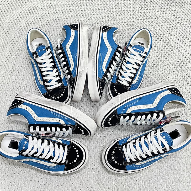 26S New Luxury Pearl Canvas Designer Pearlized Shoes Men Women Vintage Pendant Lace Up Trainers Casual Sports Lightweight Comfortable Daily Walk Flat Shoes 1083 - 4 of 9