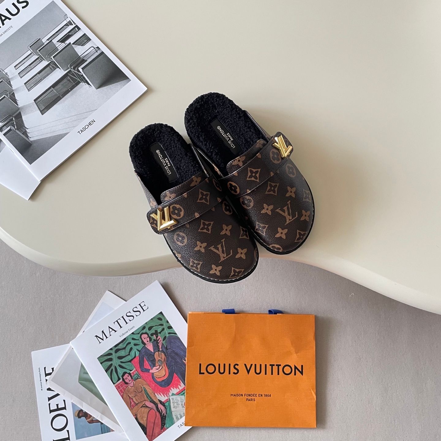 Louis Vuitton Cosy comfort Mule Clogs For Women Fleece Lined Warm Backless Platform Slides Non Slip Casual Autumn Winter Indoor Outdoor Slippers Multiple colors - 7 of 8
