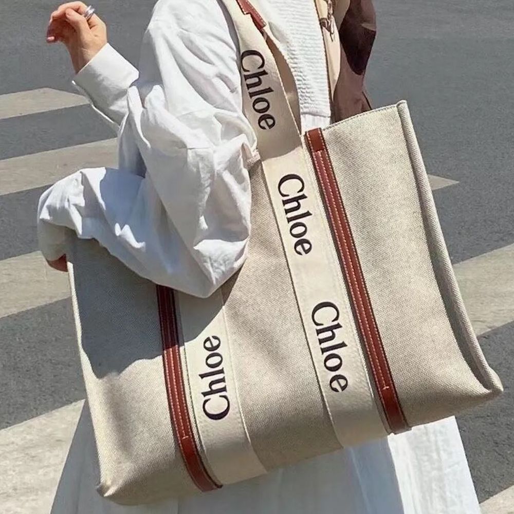 Tote Bag Designer Bag Beach Bag Large Capacity Bag Summer Woven Fabric Bag Linen Canvas Shoulder Bag Luxury Women's Handbag Beige Woody Printed Bag Handwoven Straw Bag - 7 of 8
