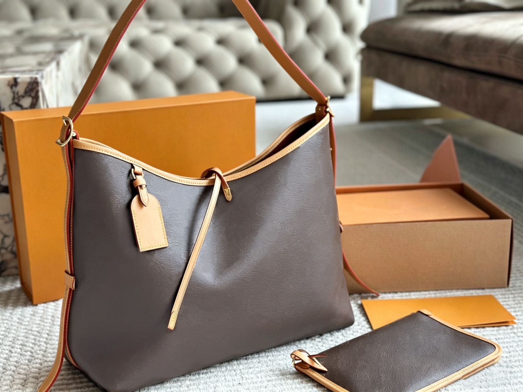Luxury Hobo Bags For Women Designer Large Capacity Tote Handbags Classic Leather Shoulder Purses With Removable Pouch Fashion Travel Bag With Box Womans Purse PRPU - 7 of 8