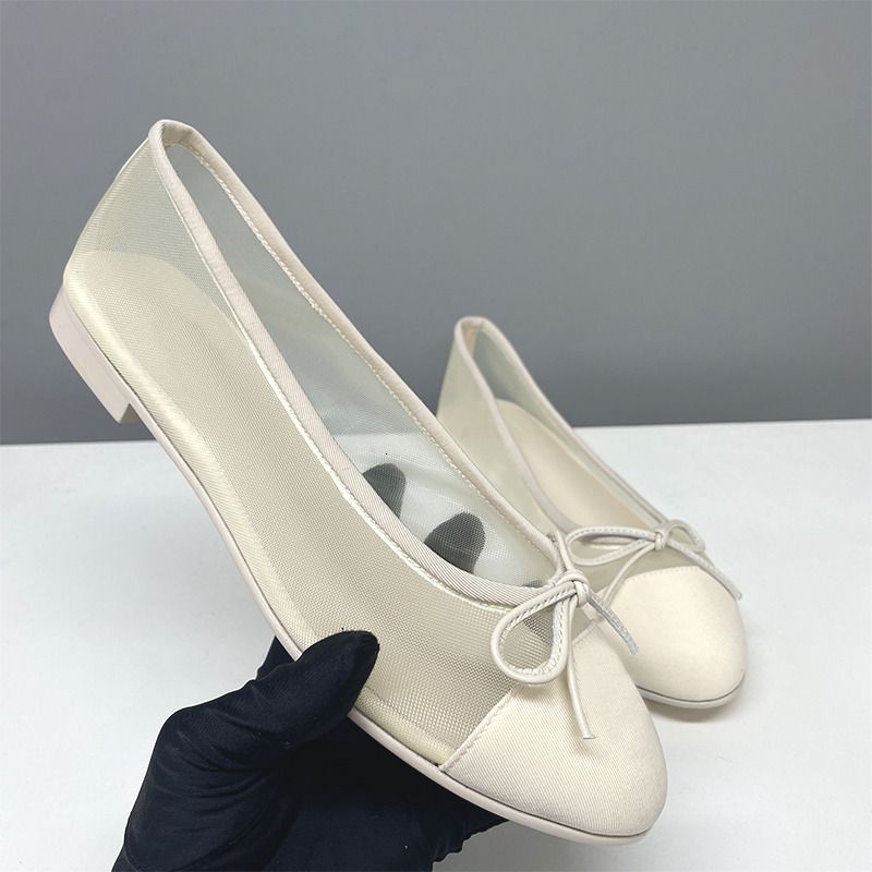 26P Mesh Flats Designer Women Ballerine Shoes Classic Bow Sandals Mesh Slides Cap Toe Ballet Flat Fashion Pumps Bridal Wedding Shoes 1057 - 1 of 8