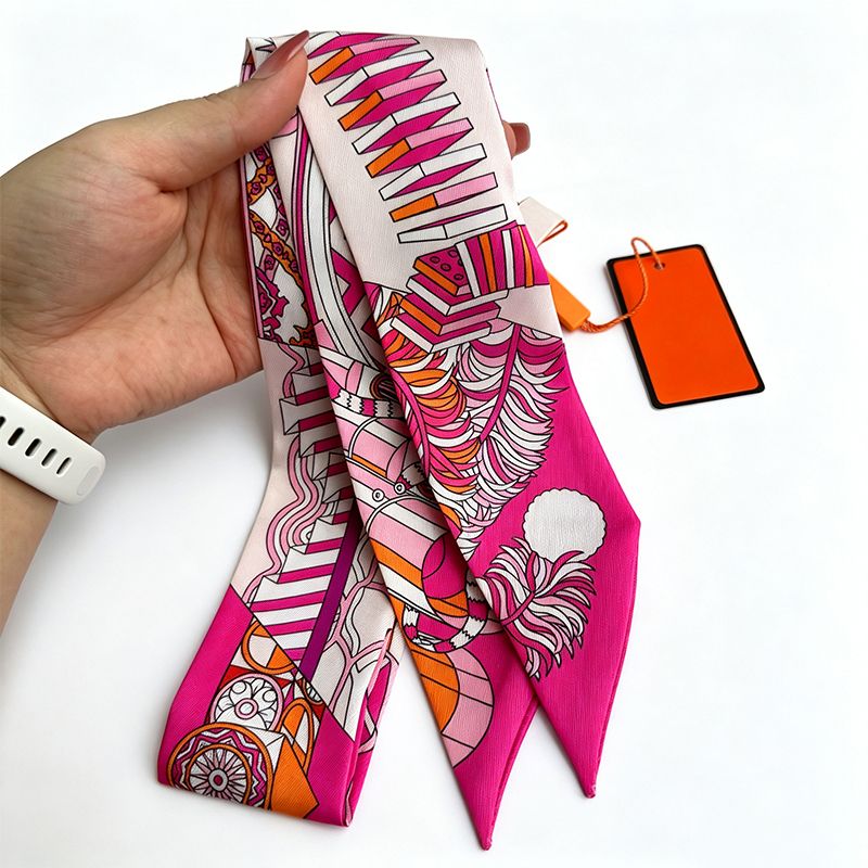 Fashion Designer Scarf Luxury Printed Letter Silk Scarf Women's Handbag Scarf 20 Colours Size 5 x 90cm - 6 of 7
