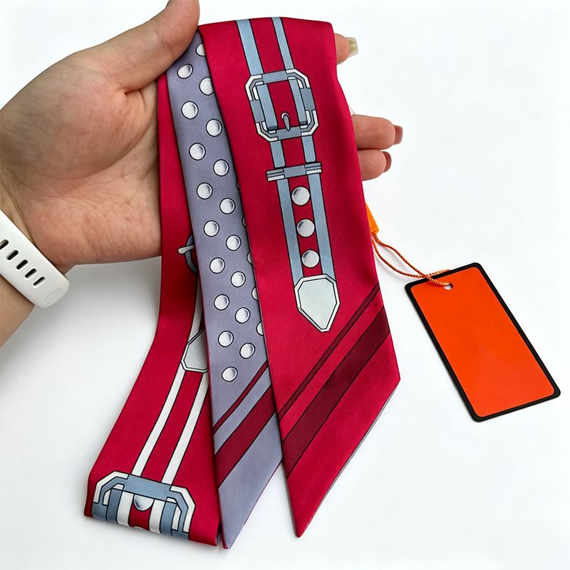 Fashion Designer Scarf Luxury Printed Letter Silk Scarf Women's Handbag Scarf 20 Colours Size 5 x 90cm - 5 of 7
