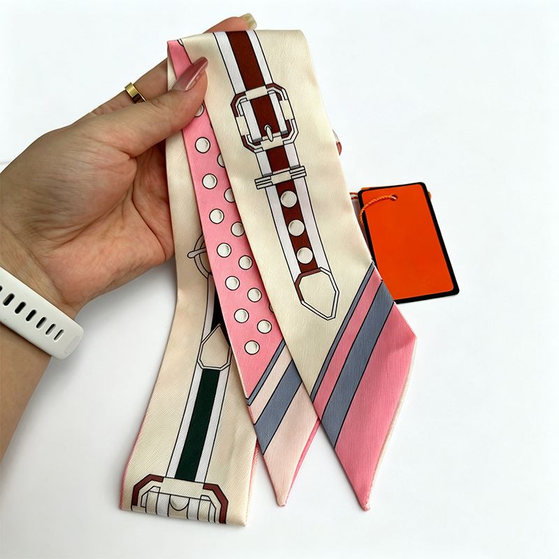 Fashion Designer Scarf Luxury Printed Letter Silk Scarf Women's Handbag Scarf 20 Colours Size 5 x 90cm - 7 of 7