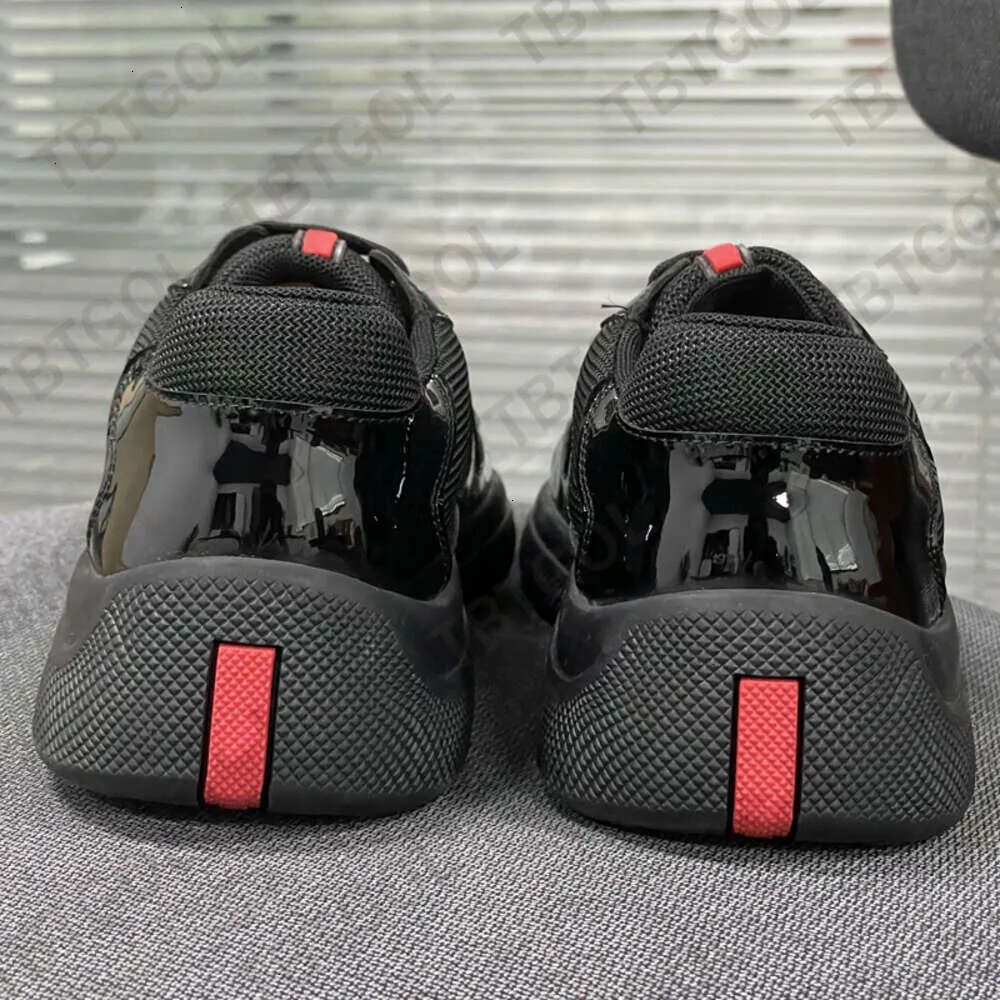 Designer Americas Cup Sneakers Mens Runner Flat Trainers Casual Shoes Patent Leather Black Blue Mesh Lace-Up Outdoor And Nylon Big Sze Eu49 53 - 8 of 9