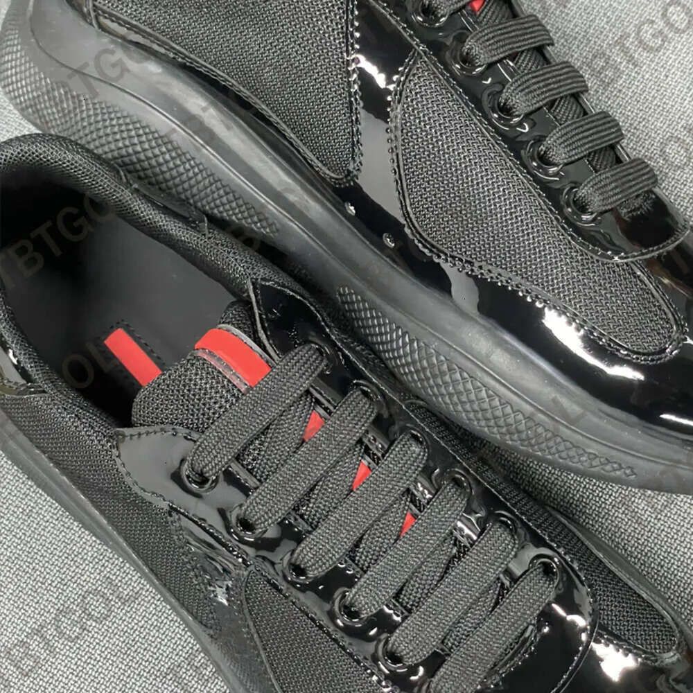Designer Americas Cup Sneakers Mens Runner Flat Trainers Casual Shoes Patent Leather Black Blue Mesh Lace-Up Outdoor And Nylon Big Sze Eu49 53 - 9 of 9