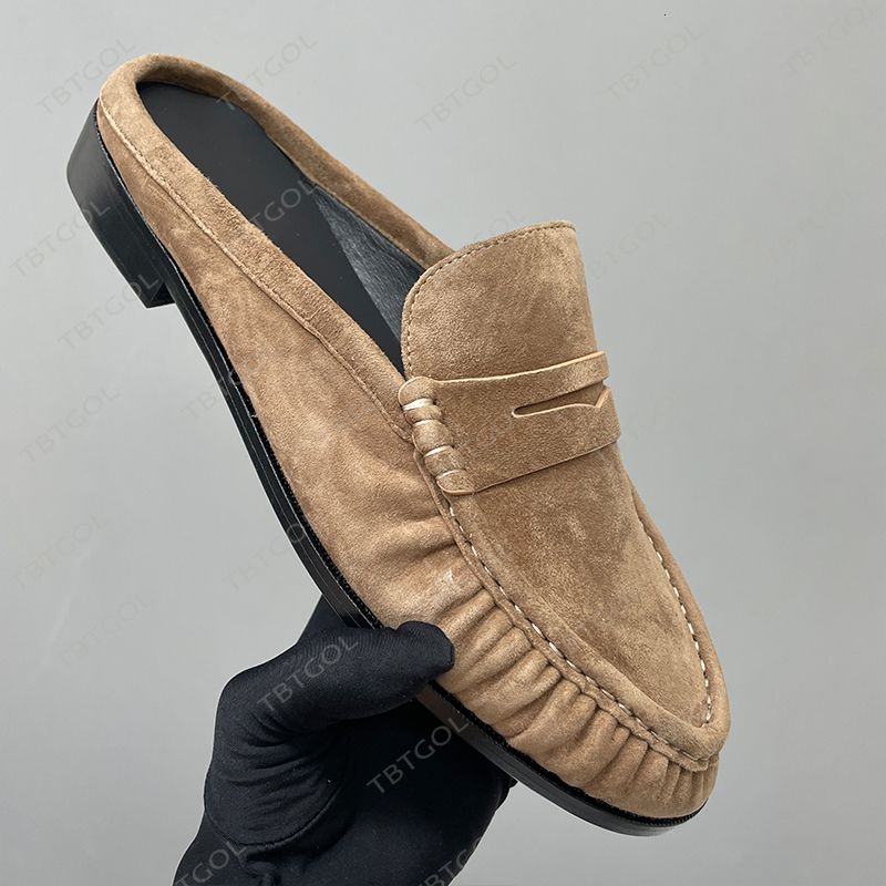 Genuine Leather Moccasin Flats Mules Loafers Men Women Designer Pleated Le Loafer Luxury Y Penny Loafers EU47 Slippers Creased Suede Office Dress Shoes 1137 - 7 of 8