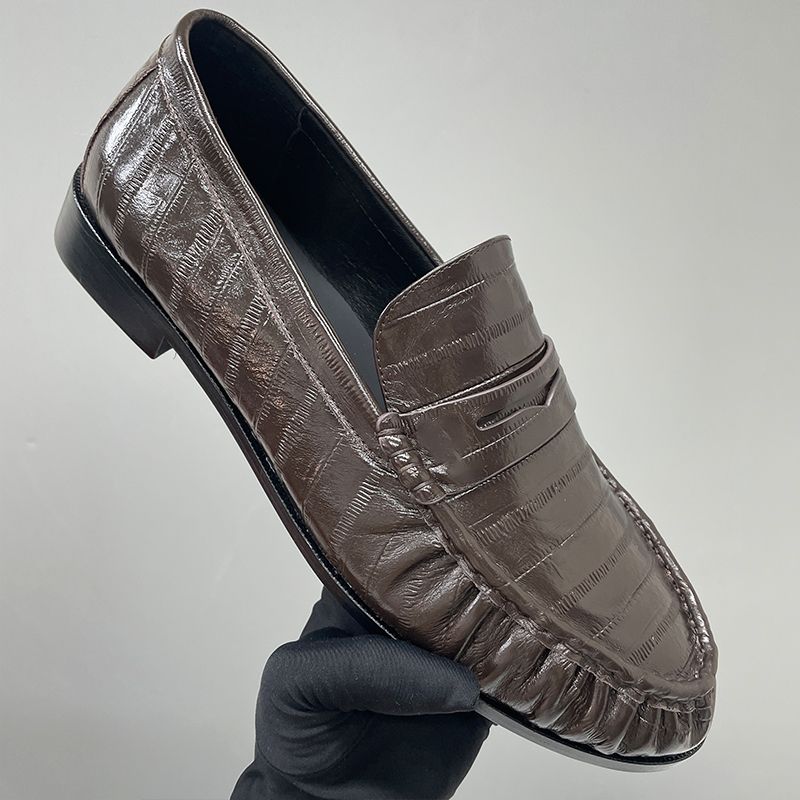 Genuine Leather Moccasin Flats Mules Loafers Men Women Designer Pleated Le Loafer Luxury Y Penny Loafers EU47 Slippers Creased Suede Office Dress Shoes 1137 - 4 of 8