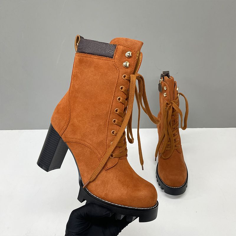 2026 New Designer Star Trail Ankle Boots Women High Heels Boot Classic Martin Desert Boots Girls Lady Suede Leather Boots Print Letter Platform Boot Shoes 013 - 3 of 8