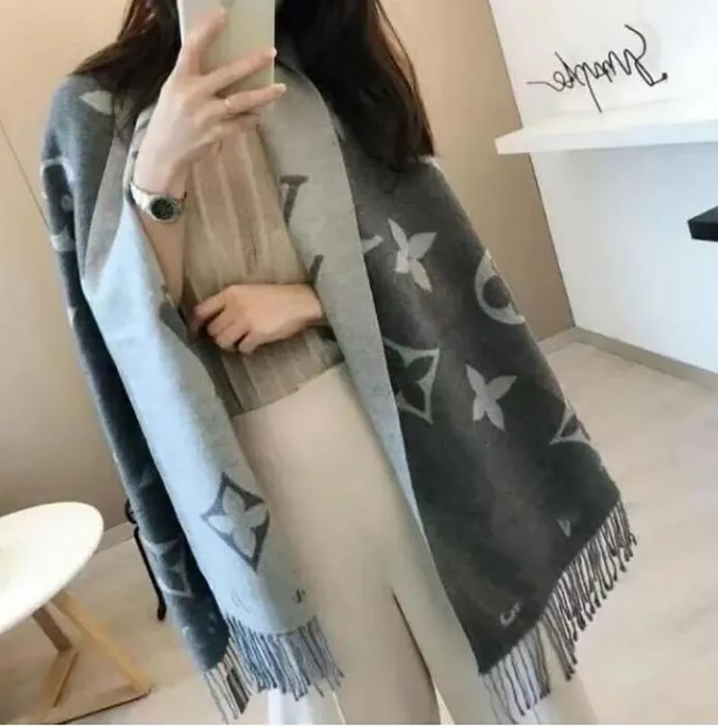 New Luxury Scarfs Designer Scarf Pashmina For Women mens Designers Warm Scarfs Fashion Classic Men And Women Cashmere Wool Long Shawl Box - 2 of 8