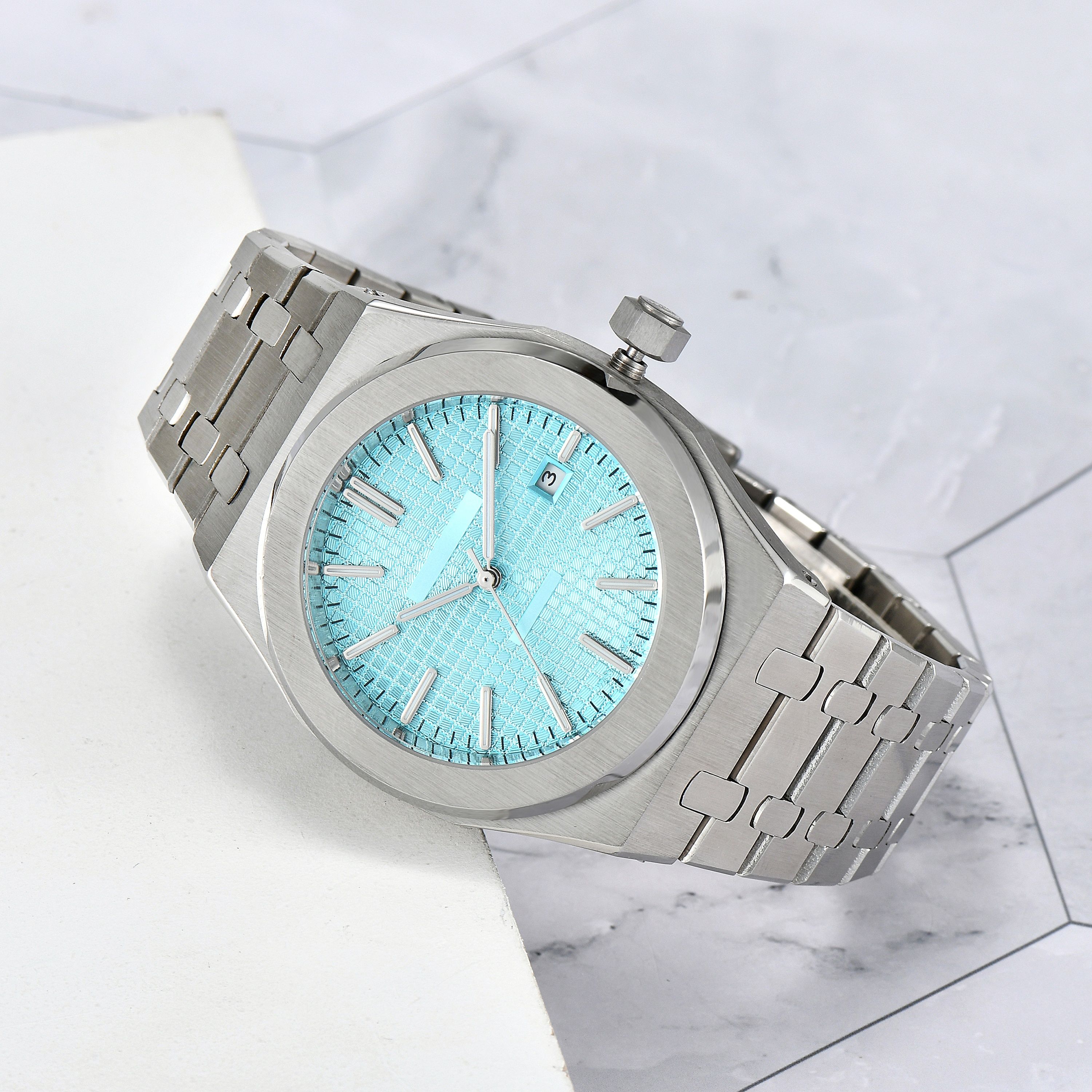 men's automatic watch with sapphire luminous dial - stainless steel swim watch, smart casual style 41mm - 6 of 8