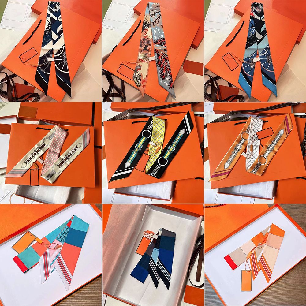 Fashion Designer Scarf Luxury Printed Letter Silk Scarf Women's Handbag Scarf 20 Colours Size 5 x 90cm - 1 of 7