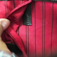 Shopping bag brown checked red inside
