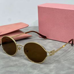 MU Classic Sunglasses Women HOT Designer Fashion Retro Eyewear Outdoor Beach Leisure Style Goggles UV400 Anti-Ultraviolet Metal Oval Full Frame Random Box High