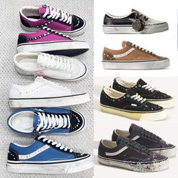 Free Shipping Designer Classic Pearlized Canvas Shoes Men Sneakers Women Old Skools Shoes Pearl Retro Skate Flats Scarpe Plate-forme Trainers Casual Shoes 1083 - myaceshop