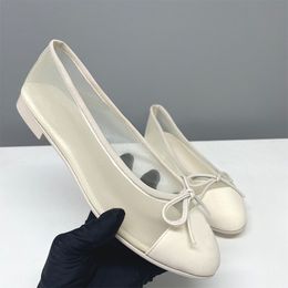 26P Mesh Flats Designer Women Ballerine Shoes Classic Bow Sandals Mesh Slides Cap Toe Ballet Flat Fashion Pumps Bridal Wedding Shoes 1057 - myaceshop