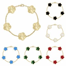 have 5 flower bracelet designer jewelry women bangle classic wedding gift white mother-of-pearl diamond bracelet fashion charm 18K gold plated 4 leaf clover bracelet