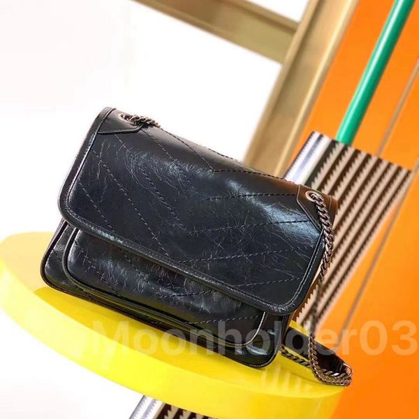Handbag luxury designer niki shoulder bag waxy leather messenger bags women cross body bag Satchel lady vintage design sacoche fashion classic Stripes Turquoise - Bags, Luggage & Accessories - myaceshop