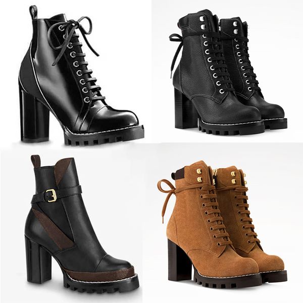 2026 New Designer Star Trail Ankle Boots Women High Heels Boot Classic Martin Desert Boots Girls Lady Suede Leather Boots Print Letter Platform Boot Shoes 013 - Shoes & Accessories - myaceshop