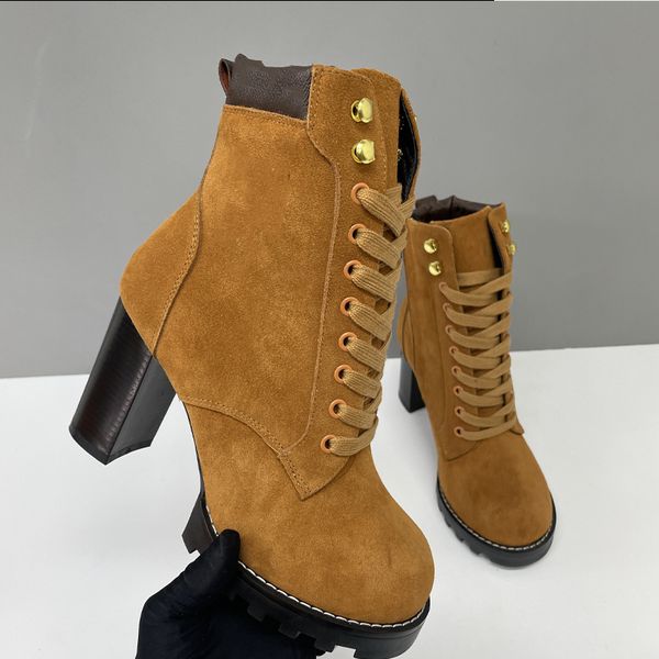 Suede Star Trail Boots Designer Women Boots Leather High Heels Winter Martin Boot Womens Ankle Booties Vintage Style 013 - Shoes & Accessories - myaceshop