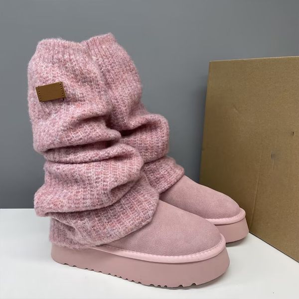 Classic Mini Dipper Boots Wool Over The Knee Boots Womens Puffer Boot Winter Sock Boots Wool Platform Boots Warm Wear Stretch Seam 960 - Shoes & Accessories - myaceshop
