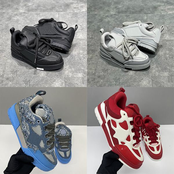Top Quality Designer Men Women Low Top Skate Classic Sneakers Patchwork Leather Mesh Rhinestone Platform Casual Walking Lace Up Fashion Trainer Shoes EU36-47 - Bags, Shoes & Accs - myaceshop