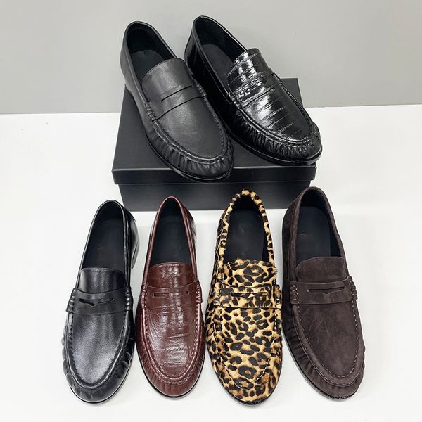 10A Designer Pleated Penny Loafers For Men Women Genuine Leather Le Loafer Mules Slippers Creased Suede Flat Shoes Large Size EU47 Dress Shoes 1137 - Shoes & Accessories - myaceshop