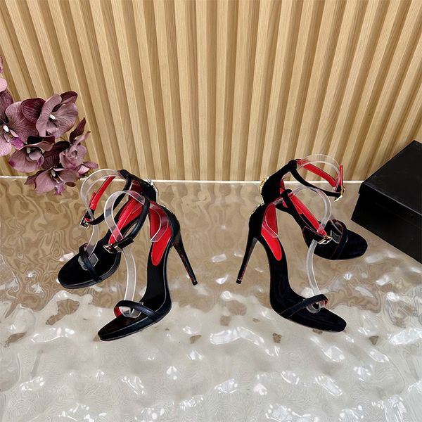 Designer Fashion Women Pointed Toe Dagger Stiletto Sandals Open Heel Suede High Heels Summer Open Heel High Heels 998 - Fashion Collection - myaceshop