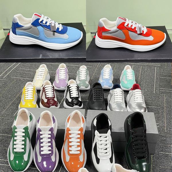 Luxury Sport Shoes Designer Men Americas Cup Yachting Sneakers Runner Flat Trainers Casual Shoes Patent Leather Black Blue Mesh Lace-Up Outdoor Shoes NO53 - Shoes & Accessories - myaceshop