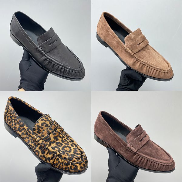 Top Designer Pleated Penny Loafers For Men Women EU47 Genuine Leather Le Loafer Mules Slippers Creased Suede Flat Shoes Slip On Dress Shoes 1137 - Shoes & Accessories - myaceshop