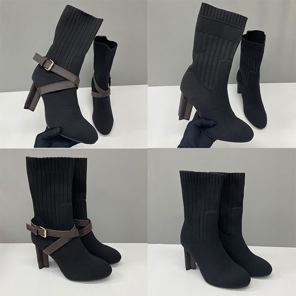 Designer Women Sock Boots Silhouette Ankle Boot Black Martin Booties Stretch High Heel Boots Over The Knee Boots Winter Canvas Cowboy Boots Thick Letter Shoes 50 - Shoes & Accessories - myaceshop