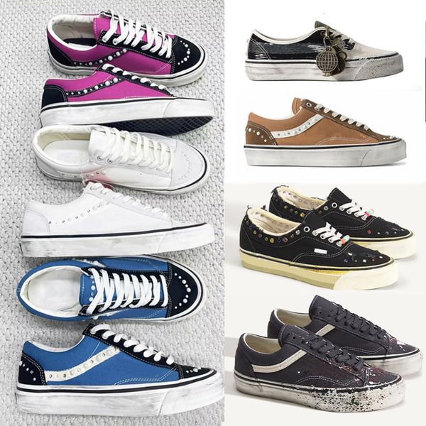 Free Shipping Designer Classic Pearlized Canvas Shoes Men Sneakers Women Old Skools Shoes Pearl Retro Skate Flats Scarpe Plate-forme Trainers Casual Shoes 1083 - Shoes & Accessories - myaceshop