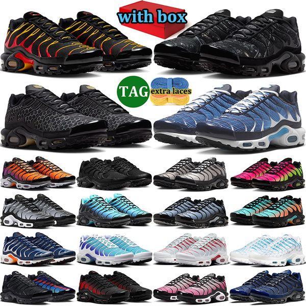 with box tn tns plus sneakers men women designer running shoes durable trainers outdoor comfortable sports shoe Triple Black White Grey Midnight Navy - Shoes & Accessories - myaceshop