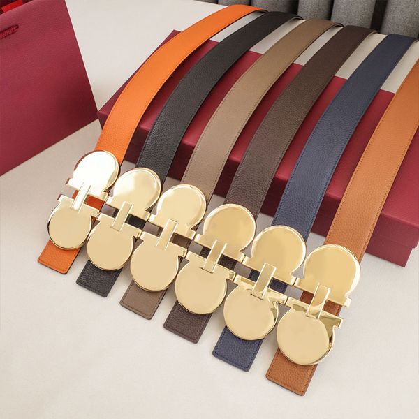 Mens Woman Belt Luxury Genuine Leather Belts Golden Silver Smooth Buckle 3.5cm 3.8cm Width Man Woman Waistband Lychee Texture 16 Model Optional Waist Girdle - Fashion Accessories - myaceshop