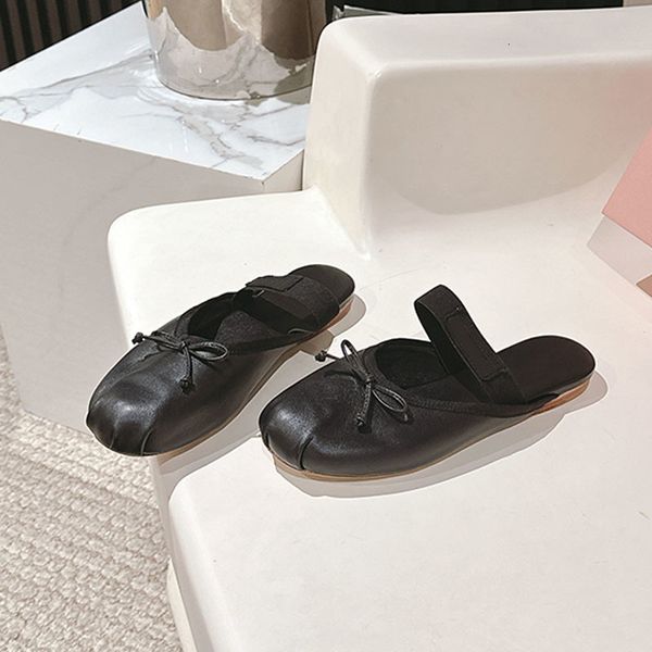 Fashion Girls Pink Satin Ballet Flats Ballerinas Luxury Bow Silk Mary Janes Leather Mules Round-toe Dress Shoes 1062 - Shoes & Accessories - myaceshop
