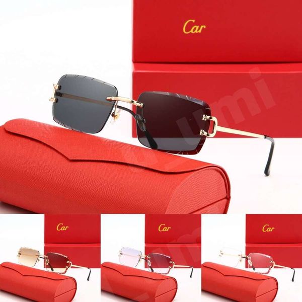 Luxury Designer Sunglasses Panthere Santos Rimless Metal Frame Titanium Gold Tone Leopard Claw Detail UV400 Protection Fashion Eyewear For Men Women With Box - Fashion Accessories - myaceshop