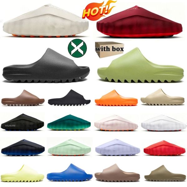 Free Shipping Designer slides for men slippers 001 onyx Bone Azure Flax Pure Ochre glow green Resin Soot womens sandals solid slide slipper sandal - Shoes & Accessories - myaceshop