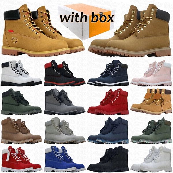 With Box Designer Boots Cowboy White Black Blue Pink Hiking Ankle Booties Men Women Winter Shoes tan bottom Platform Half Boot - Shoes & Accessories - myaceshop