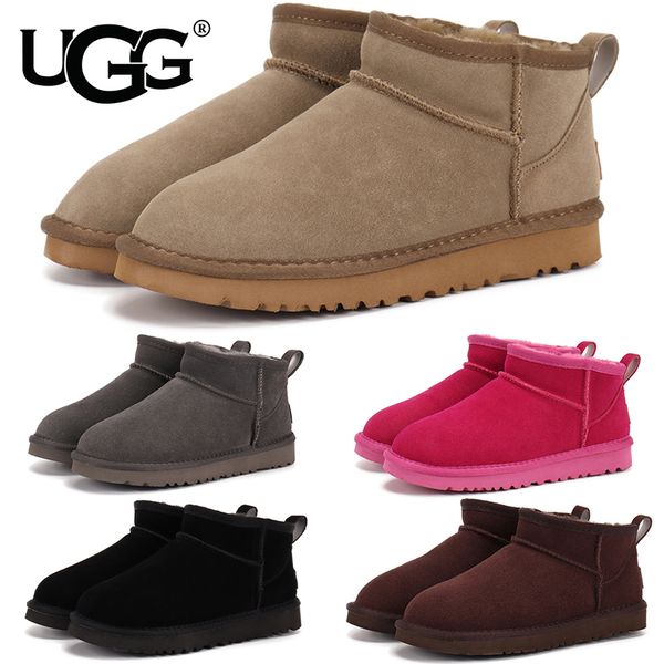 UGG Women's Classic Ultra Mini Snow Boots Suede Shearling Lined Flat Sole Anti-slip Warm Winter Ankle Boots Multiple colors - Shoes & Accessories - myaceshop