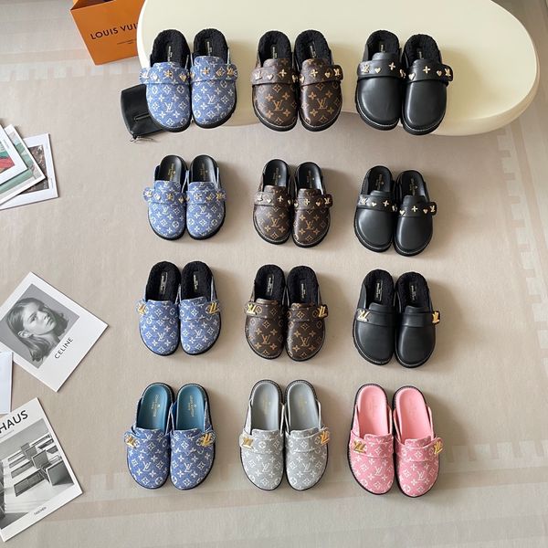 Louis Vuitton Cosy comfort Mule Clogs For Women Fleece Lined Warm Backless Platform Slides Non Slip Casual Autumn Winter Indoor Outdoor Slippers Multiple colors - Shoes & Accessories - myaceshop
